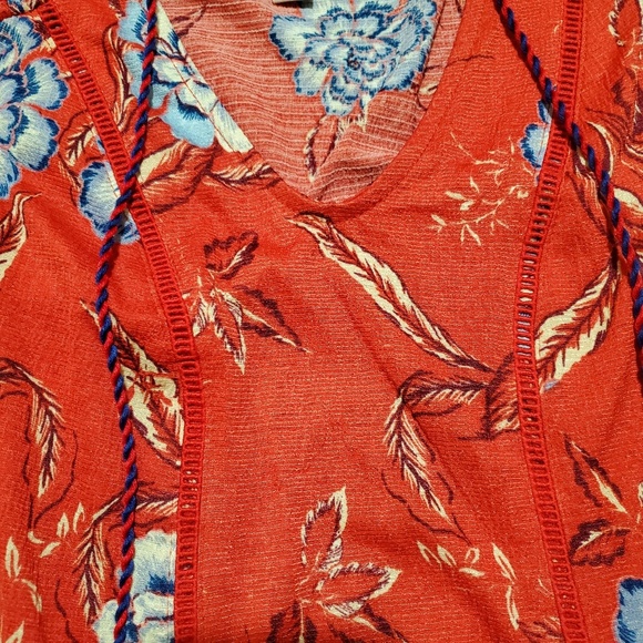 Knox Rose floral burnt orange tassel top Sz xs - Picture 3 of 6